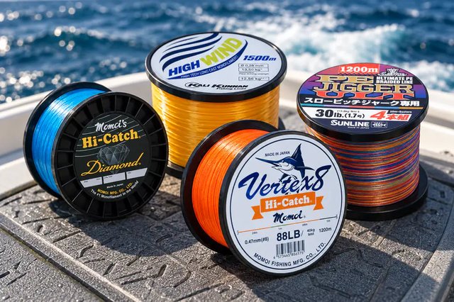 Fishing line spools prepared for saltwater fishing