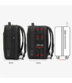 Arctic Hunter 3-in-1 Expandable Backpack, 18-Inch Water-Resistant Travel Business Laptop Bag for Unisex with Built-in USB and Headphone Port, B00345 Black