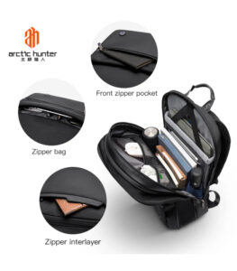 Arctic Hunter Business Laptop Backpack for Men and Women, 15-Inch Expandable Shoulder Bag for School, College, Office, and Travel, B00410 Black