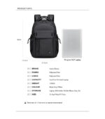 Arctic Hunter Lightweight Premium Shoulder Backpack, 15.6-Inch Water-Resistant Laptop Daypack for Men and Women, B00531