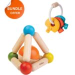 Buy 1 PlanToys Wooden Triangle Clutching Toy and Get 1 Free Baby Key Rattle