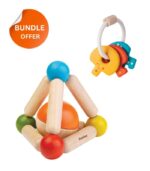 Buy 1 PlanToys Wooden Triangle Clutching Toy and Get 1 Free Baby Key Rattle