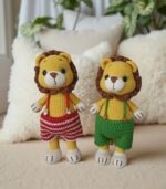 Lion in Blue, Green and Red Shorts by Myrtilus