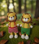 Lion in Blue, Green and Red Shorts by Myrtilus