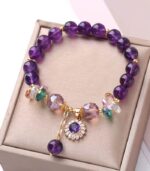 Myrtilus Amethyst Crystal Beaded Bracelet – Natural Stone Healing Energy Jewelry