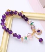 Myrtilus Amethyst Crystal Beaded Bracelet – Natural Stone Healing Energy Jewelry