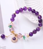 Myrtilus Amethyst Crystal Beaded Bracelet – Natural Stone Healing Energy Jewelry
