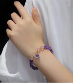 Myrtilus Amethyst Crystal Heart Charm Bracelet