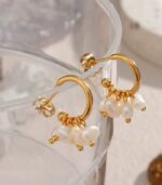 Myrtilus Baroque Pearl Hoop Earrings – 18K Gold Plated Stainless Steel for Women