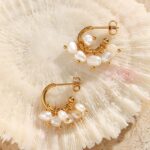 Myrtilus Baroque Pearl Hoop Earrings – 18K Gold Plated Stainless Steel for Women