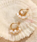 Myrtilus Baroque Pearl Hoop Earrings – 18K Gold Plated Stainless Steel for Women