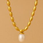 Myrtilus French Freshwater Pearl Pendant Necklace – Gold Plated Stainless Steel