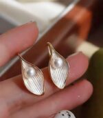 Myrtilus Freshwater Pearl Hoop Earrings – Elegant Gold-Tone Design for Women