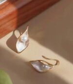 Myrtilus Freshwater Pearl Hoop Earrings – Elegant Gold-Tone Design for Women