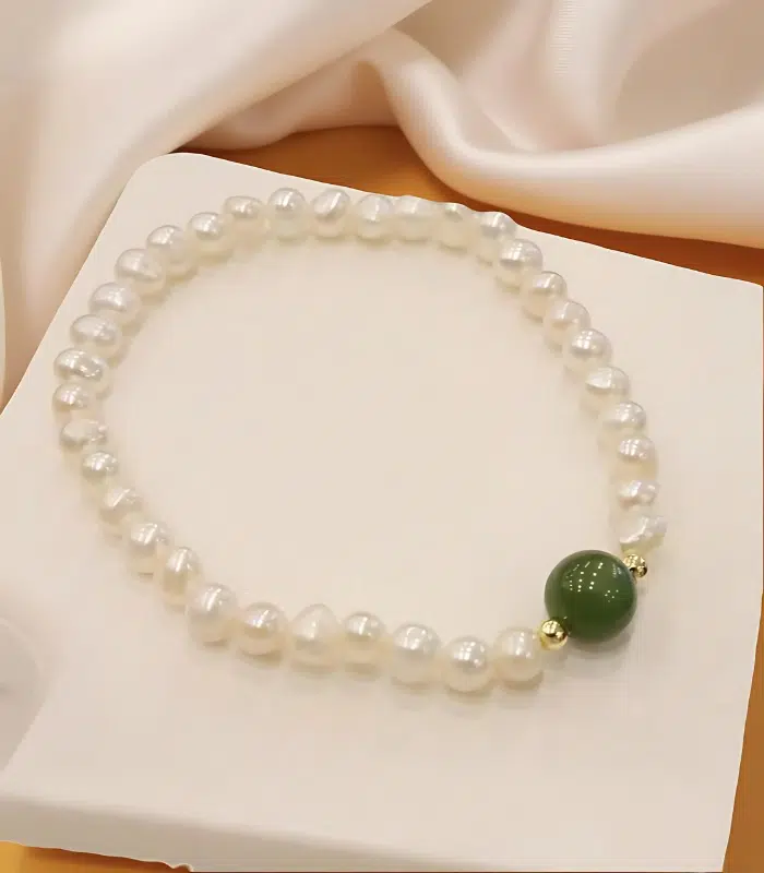 Myrtilus Freshwater Pearl & Jasper Bracelet – Elegant Ins Style Jewelry for Women