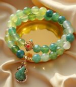 Myrtilus Green Grape Agate Fortune Gourd Bracelet Necklace