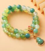 Myrtilus Green Grape Agate Fortune Gourd Bracelet Necklace