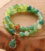 Myrtilus Green Grape Agate Fortune Gourd Bracelet Necklace