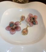 Myrtilus Iced Out CZ Flower Stud Earrings – Luxury Water Drop Rhinestone Design
