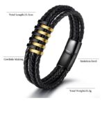 Myrtilus Men’s Double Color Leather Bracelet – Braided Magnetic Clasp Design