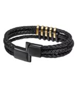 Myrtilus Men’s Double Color Leather Bracelet – Braided Magnetic Clasp Design