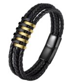 Myrtilus Men’s Double Color Leather Bracelet – Braided Magnetic Clasp Design