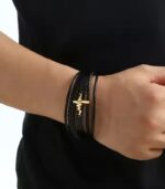 Myrtilus Men’s Electrocardiogram Leather Bracelet – Magnetic Clasp Design