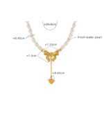 Myrtilus Pearl Necklace with Bow & Heart Charm – 18K Gold-Plated Stainless Steel