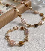 Myrtilus Pearl & Tiger Eye Set – Necklace & Bracelet