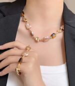 Myrtilus Pearl & Tiger Eye Set – Necklace & Bracelet