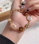 Myrtilus Pearl & Tiger Eye Set – Necklace & Bracelet