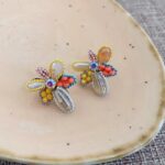 Myrtilus Brass Zircon Floral Stud Earrings – Colorful Crystal Design