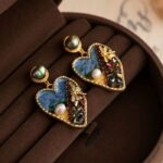 Myrtilus Starry Pearl Art Earrings – French Retro Brass Studs for Women