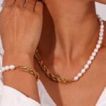 Myrtilus Women’s Asymmetrical Pearl Jewelry Set – 18K Gold Plated
