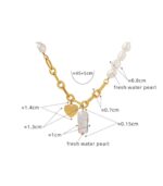 Myrtilus Women’s Pearl Charm Necklace – 18K Gold-Plated LOVE Pendant