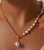 Myrtilus Women’s Pearl Fringe Pendant Necklace