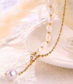 Myrtilus Women’s Pearl Fringe Pendant Necklace