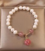 Myrtilus Women’s Strawberry Quartz & Pearl Bracelet