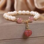 Myrtilus Women’s Strawberry Quartz & Pearl Bracelet