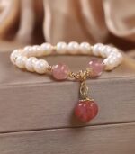 Myrtilus Women’s Strawberry Quartz & Pearl Bracelet