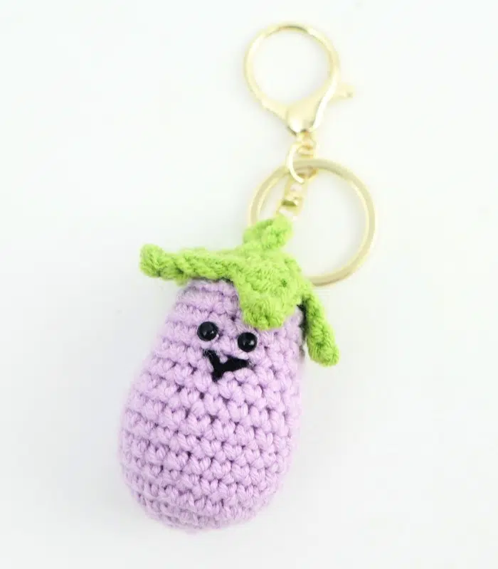 Myrtilus Eggplant – A Handmade 100% Acrylic Crochet Keychain by Myrtilus