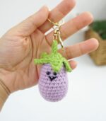 Myrtilus Eggplant – A Handmade 100% Acrylic Crochet Keychain by Myrtilus