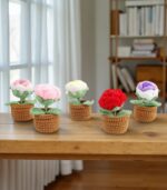 Myrtilus Rose – A Handmade 100% Acrylic Crochet Flower Pot Decoration by Myrtilus