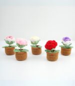 Myrtilus Rose – A Handmade 100% Acrylic Crochet Flower Pot Decoration by Myrtilus