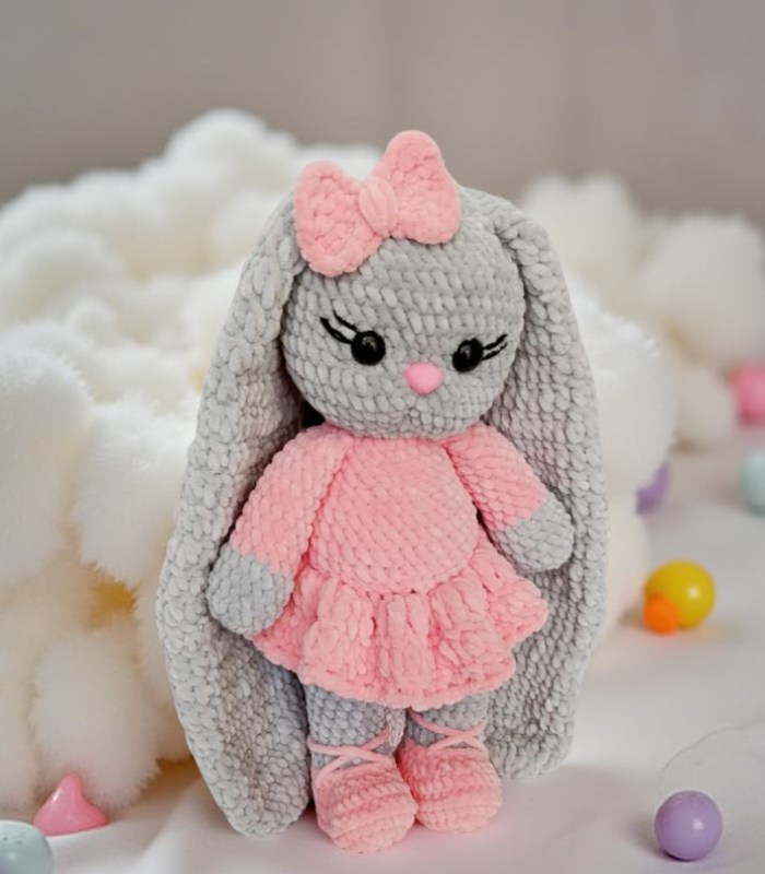 Myrtilus Rose Bunny – A Handmade 44cm Crochet Plush Bunny