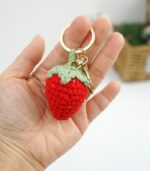 Myrtilus Strawberry – A Handmade Plush Crochet Keychain by Myrtilus