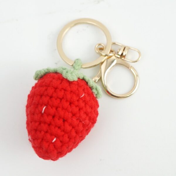Myrtilus Strawberry – A Handmade Plush Crochet Keychain by Myrtilus