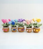 Tulip Blossom – A Handmade 100% Acrylic Crochet Flower Pot Arrangement by Myrtilus