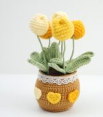 Myrtilus Tulip Blossom – A Handmade 100% Acrylic Crochet Flower Pot Arrangement by Myrtilus