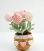 Myrtilus Tulip Blossom – A Handmade 100% Acrylic Crochet Flower Pot Arrangement by Myrtilus